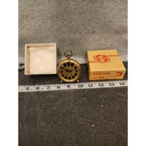 Europa 2 Jewel‎ Travel Alarm Clock Gold Brass Filigree Pattern Vintage Works
